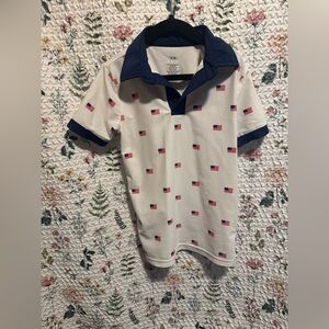 Courtside kids collared old glory pattern shirt. Kids size 5.